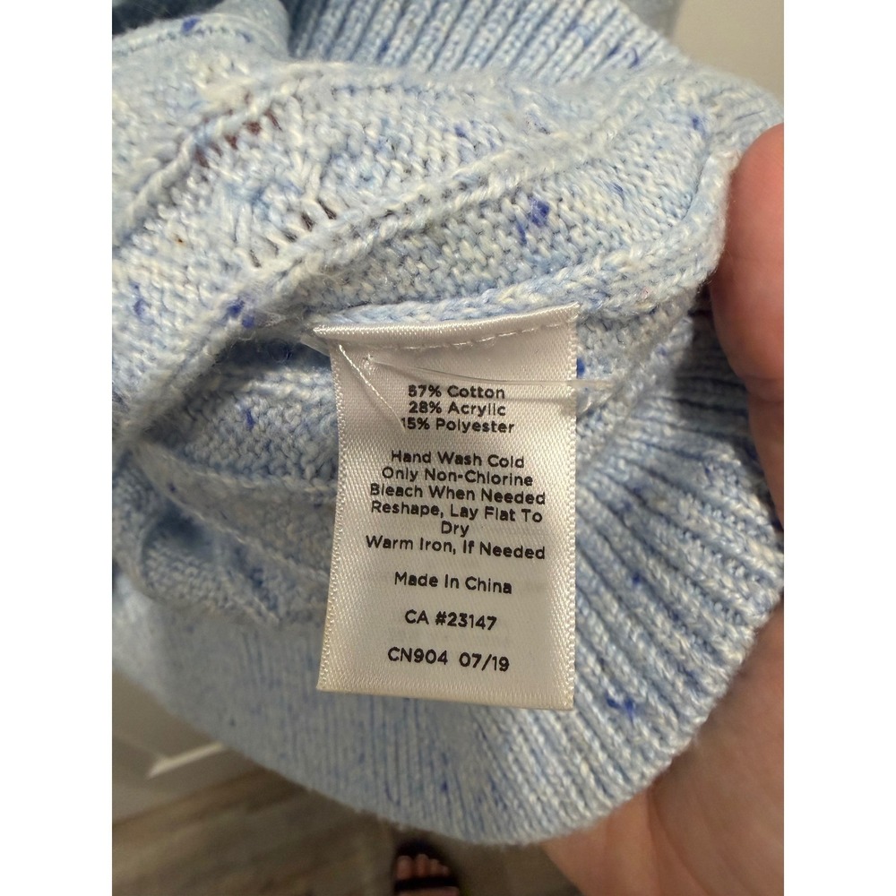 Talbots Womens Sweater Cable Knit Donegal Fleck Light Blue Petite P - Picture 3 of 7